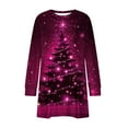 thumbnail image 4 of Christmas Outfit for Women Long Sleeve Loose Fit Tunic Tops with 2 Pockets Crewneck Xmas Printed T-shirts (2XL, Hot Pink), 4 of 5