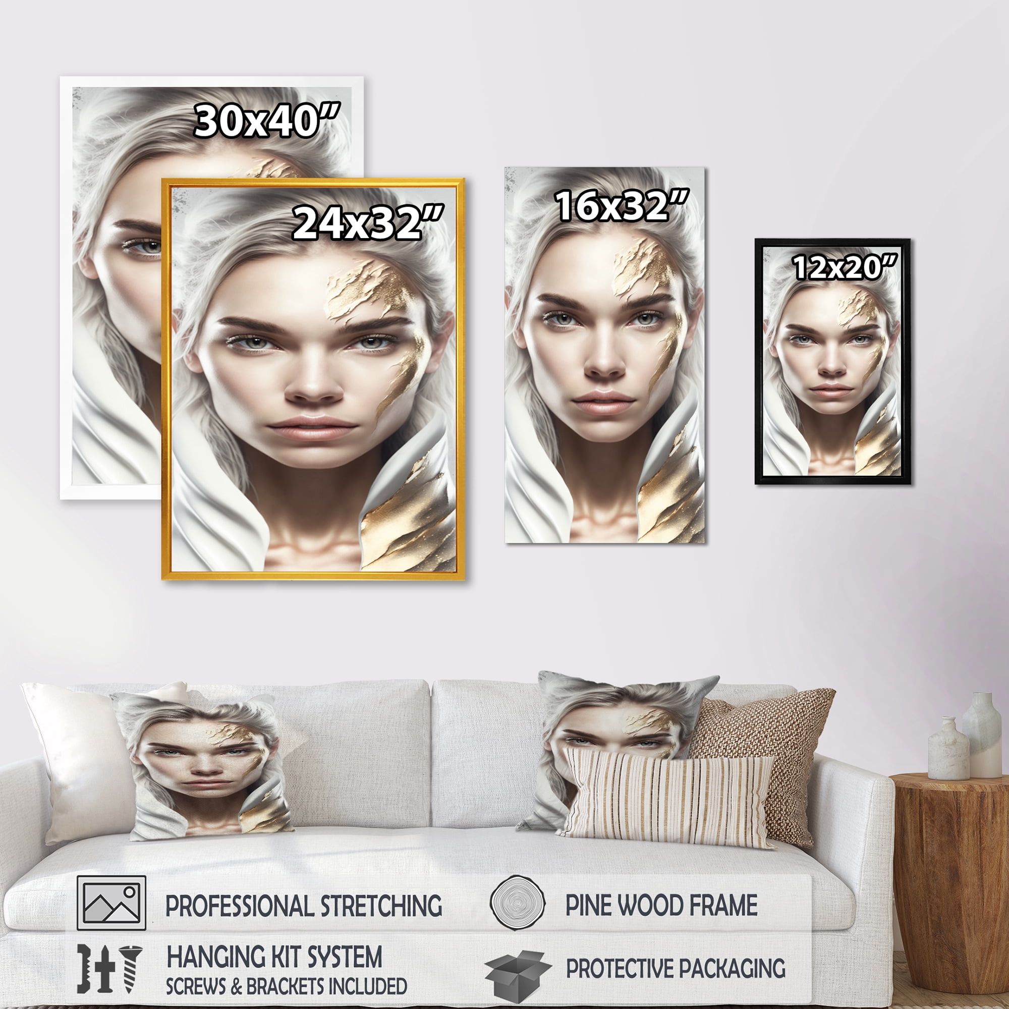 Designart Abstract Geode Gold On Face I Canvas Wall Art