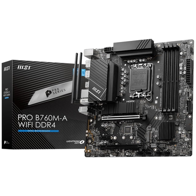 Tarjeta Madre MSI PRO B760M-A WIFI DDR4 Intel 1700 USB C WIFI 6E + Bluetooth Micro ATX MSI PRO B760M-A WIFI DDR4