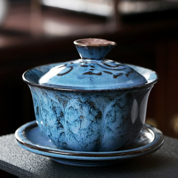 Gaiwan teacup Chinese, ceramic gaiwan, tea bowl tea set, tea Chinese antique pattern, for office friends family business