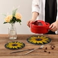 thumbnail image 2 of SKYSONIC Sunflower Flower Petal Trivet Pot Holders Pads, Set of 2 Black Seeds Pot Holder Heat Resistant Trivets Cotton Thread Weave Mats Kitchen Table Decor, 2 of 7