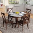 thumbnail image 2 of Harper & Bright Designs 5 Pieces Dining Table Set Round Kitchen Table Sets Dinette Set, 1 Marble Veneer Round Top Kitchen Table and 4 Cross Chairs for Small Space, Brown, 2 of 12