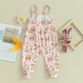 thumbnail image 3 of Bagilaanoe Toddler Baby Girl Easter Jumpsuit Sleeveless Floral Print Romper Overalls 6M 12M 18M 24M 3T Kids Long Pants Summer Clothes, 3 of 6