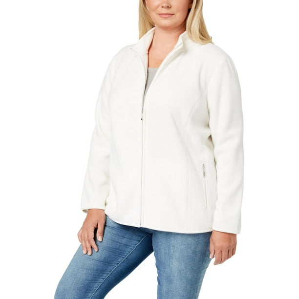 Download Karen Scott - Karen Scott Womens Plus Zeroproof Mock Neck Zip Front Fleece Jacket - Walmart.com ...