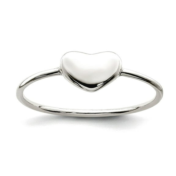 925 Sterling Silver Polished Love Heart Ring Size 6 Statement Ring for Women - .9 Grams