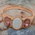 thumbnail image 5 of LBG British Made 9k Rose Gold Natural Opal & Pink Tourmaline Womens Promise Ring - 33 size options - Size 7, 5 of 7