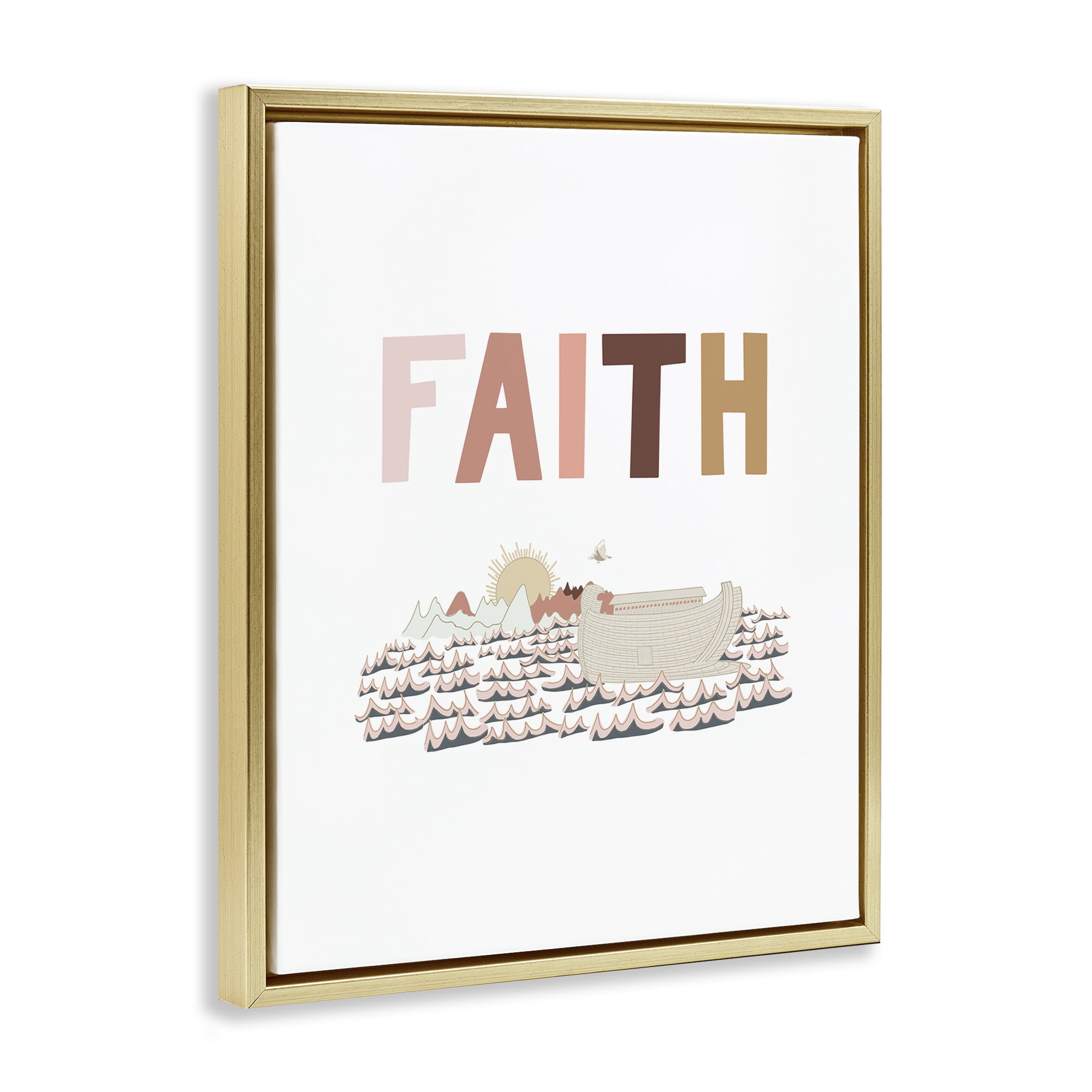 Stupell Industries Noah's Ark Faith Religious Painting Gold Floater Framed Art Print Wall Art, 25 x 31