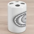 thumbnail image 1 of Half Moon Ceramic Toothbrush Holder, Simplistic Sun Night Dots Circle Mystic Pattern on Plain Background, Decorative Versatile Countertop for Bathroom, 4.5" X 2.7", Charcoal Grey and White, 1 of 4