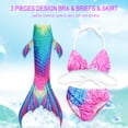 thumbnail image 2 of Conjunto de bikini de traje de baño para niñas de 3 piezas con trajes de baño de sirvienta de mar con cola de pez (200), 2 of 10