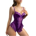 thumbnail image 2 of uublik Pajamas Woman Valentine's Day Bodysuit V Neck Nightgown Nightwear Sleepwear Purple, 2 of 4