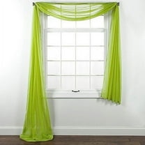 1 PC SOLID LIME GREEN SCARF VALANCE SOFT SHEER VOILE WINDOW PANEL CURTAIN 216" LONG TOPPER SWAG