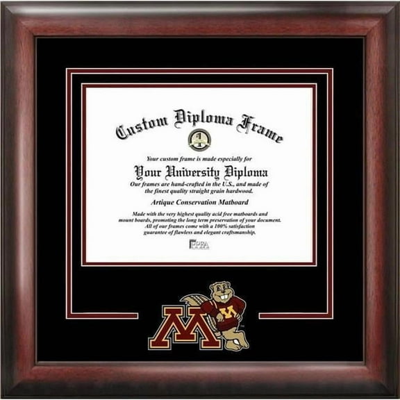 Campus Images MN999SD-1185 11 x 8.5 in. University of Minnesota Golden Gophers Spirit Diploma Frame - Satin Mahogany