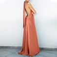 thumbnail image 4 of CIENVNSTG Womens Formal Dresses Satin Sexy Evening Dress Solid Blue Elegant Robe Festival Party Dresses Fashion Sleeveless Elegant Dress Orange S, 4 of 5