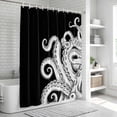 thumbnail image 6 of Black White Octopus Shower Curtain, Waterproof Shower Curtains for Bathroom, Coastal Ocean Animals Nautical Washable Fabric Bathtub Curtain Set Bath Decor with 12 Hooks 48"x72", 6 of 8