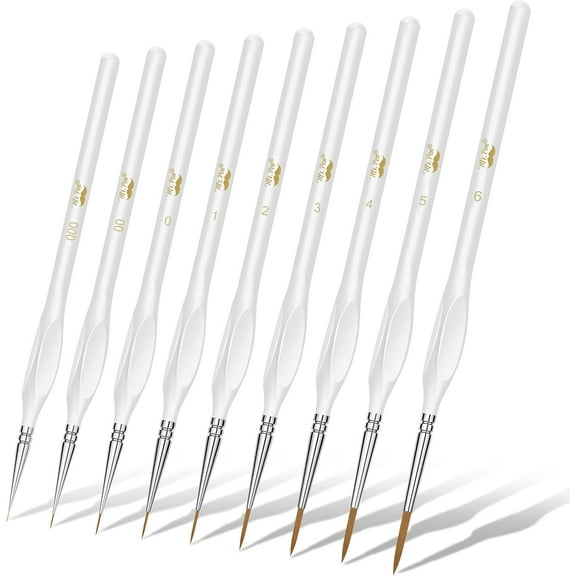 Mr. Pen- Detail Paint Brushes Set, 9 pcs, White, Miniature Paint Brushes