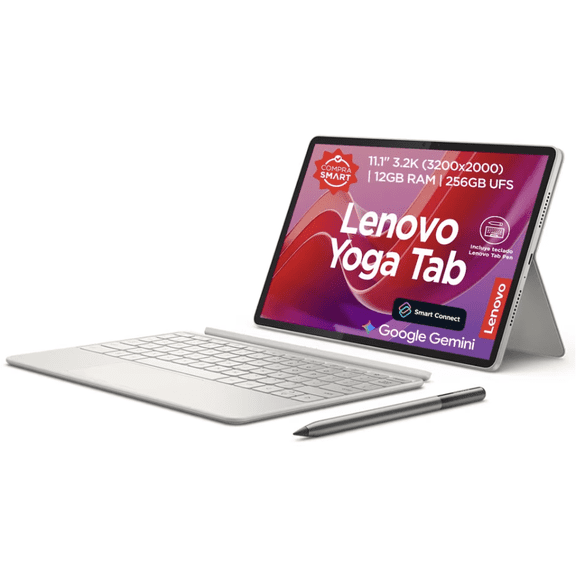 Tablet Lenovo Yoga Tab 11.1" 3.2K 144Hz, Snapdragon 8 Gen 3, 12GB RAM, 256GB UFS 4.0, Android 15, Wi-Fi 7, Teclado y Lenovo Tab Pen Pro