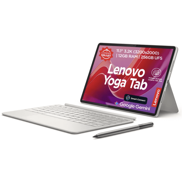 Tablet Lenovo Yoga Tab 11.1" 3.2K 144Hz, Snapdragon 8 Gen 3, 12GB RAM, 256GB UFS 4.0, Android 15, Wi-Fi 7, Teclado y Lenovo Tab Pen Pro