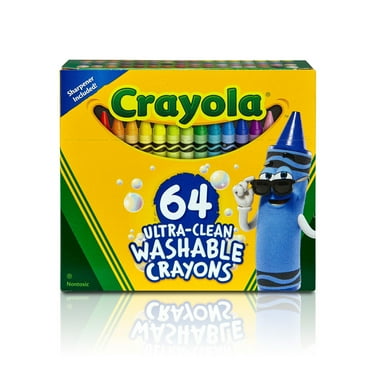 Crayola Ultra-Clean Washable Crayons with Sharpener, 64 Ct, Back to School Supplies, Art Supplies, Kids At Home Activities