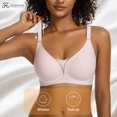 thumbnail image 4 of Bras for Women V Neck No Underwire Seamless Bra Mesh Bras Full Coverage T-Shirt Bras Bralettes, 4 of 6