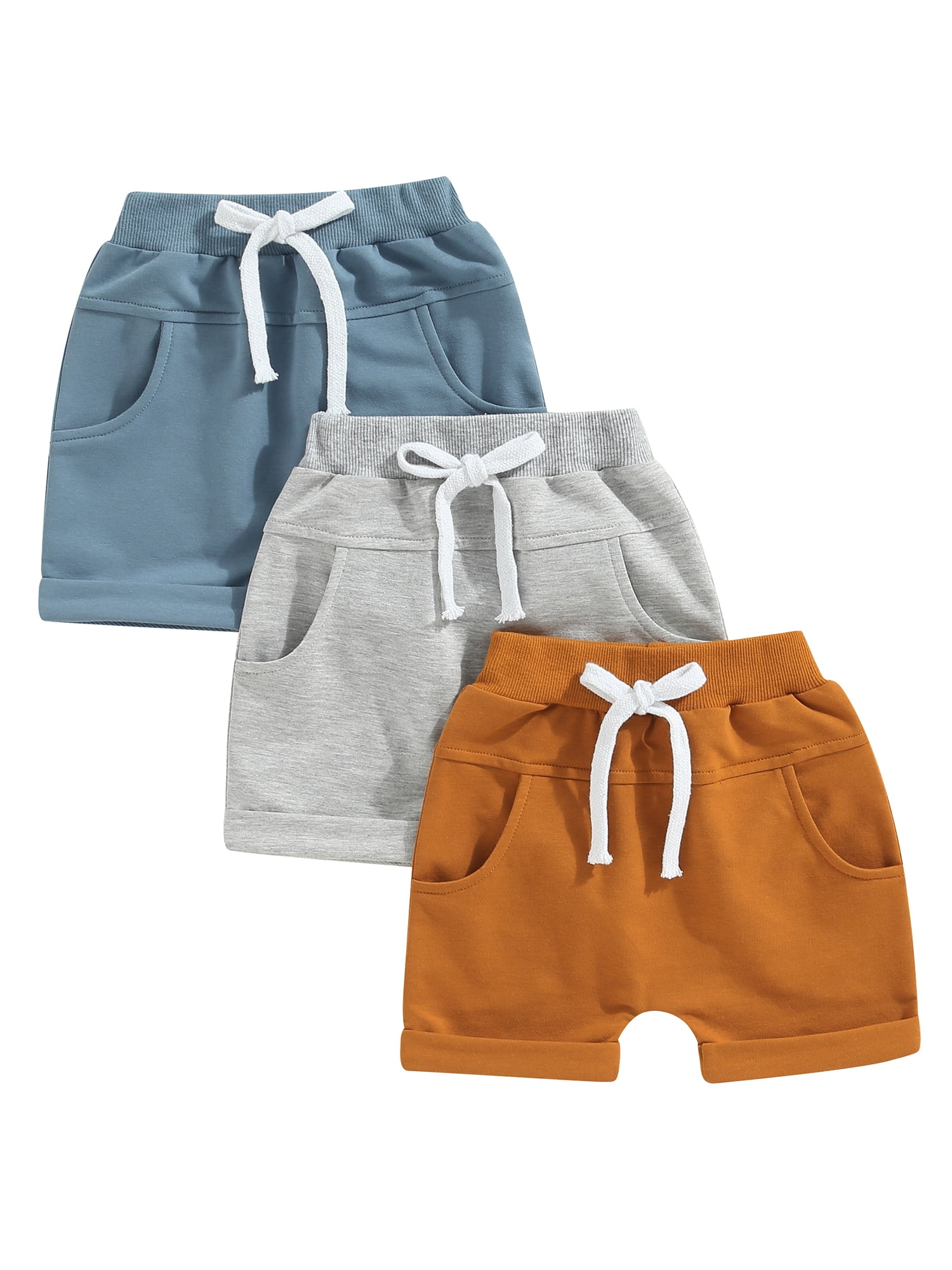 Kids Boys Fashionable Adjustable Waistline Convenient Wear Capri Short Pants  Casual Knee Cotton Pants Wine Red 120 Size