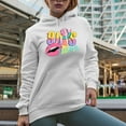 thumbnail image 2 of 90s Babe, Retro Millennial Art Merch Gift, White Hooded Sweatshirt or Hoodie, Small, 2 of 5