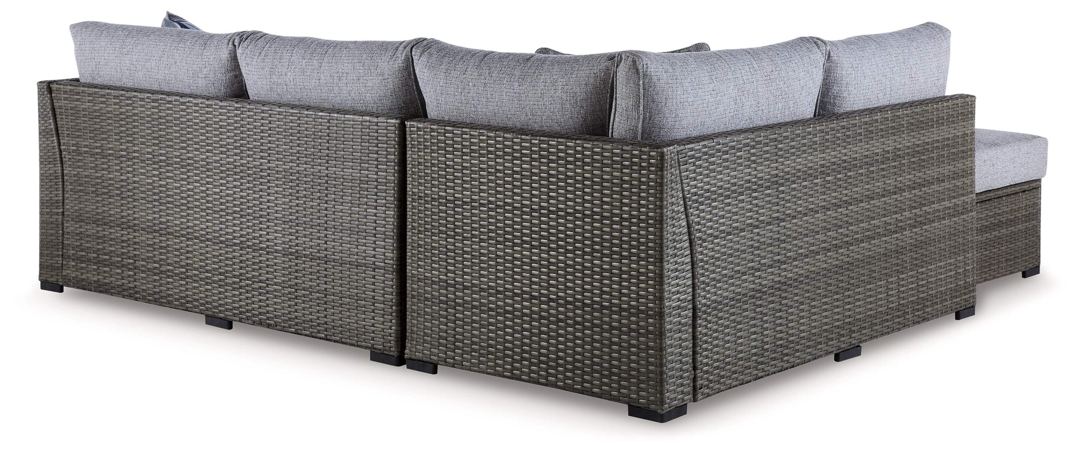 Ashley Furniture Petal Road Gray Outdoor Sectional/Ottoman/Table Set - Set of 4