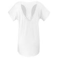 thumbnail image 4 of Gvmfive Women Solid Color Short Sleeve Tops Back Hollow Out Casual Blouse T Shirt, 4 of 5