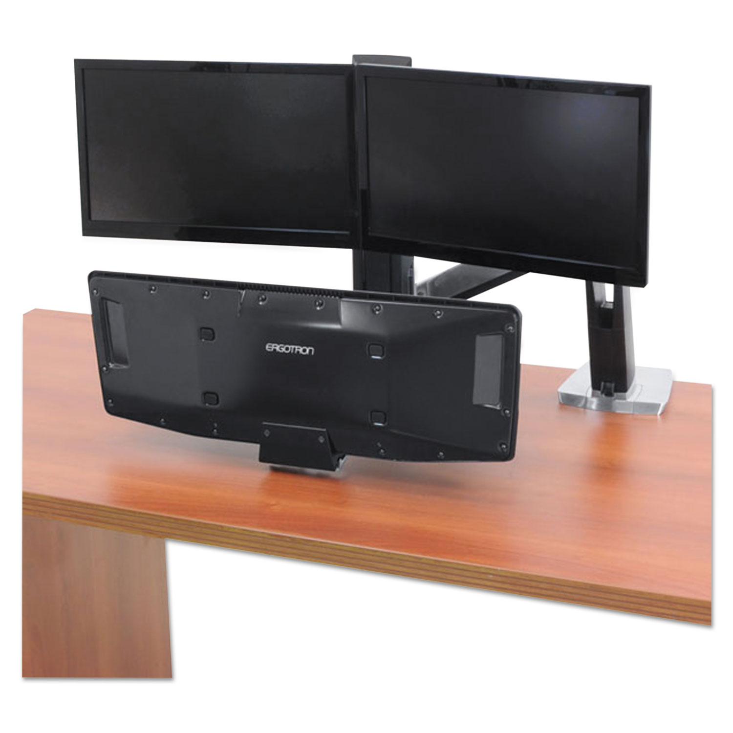 Ergotron WorkFit-A Dual Workstation With Suspended Keyboard - Standing desk converter - black, polished aluminum - image 3 of 5