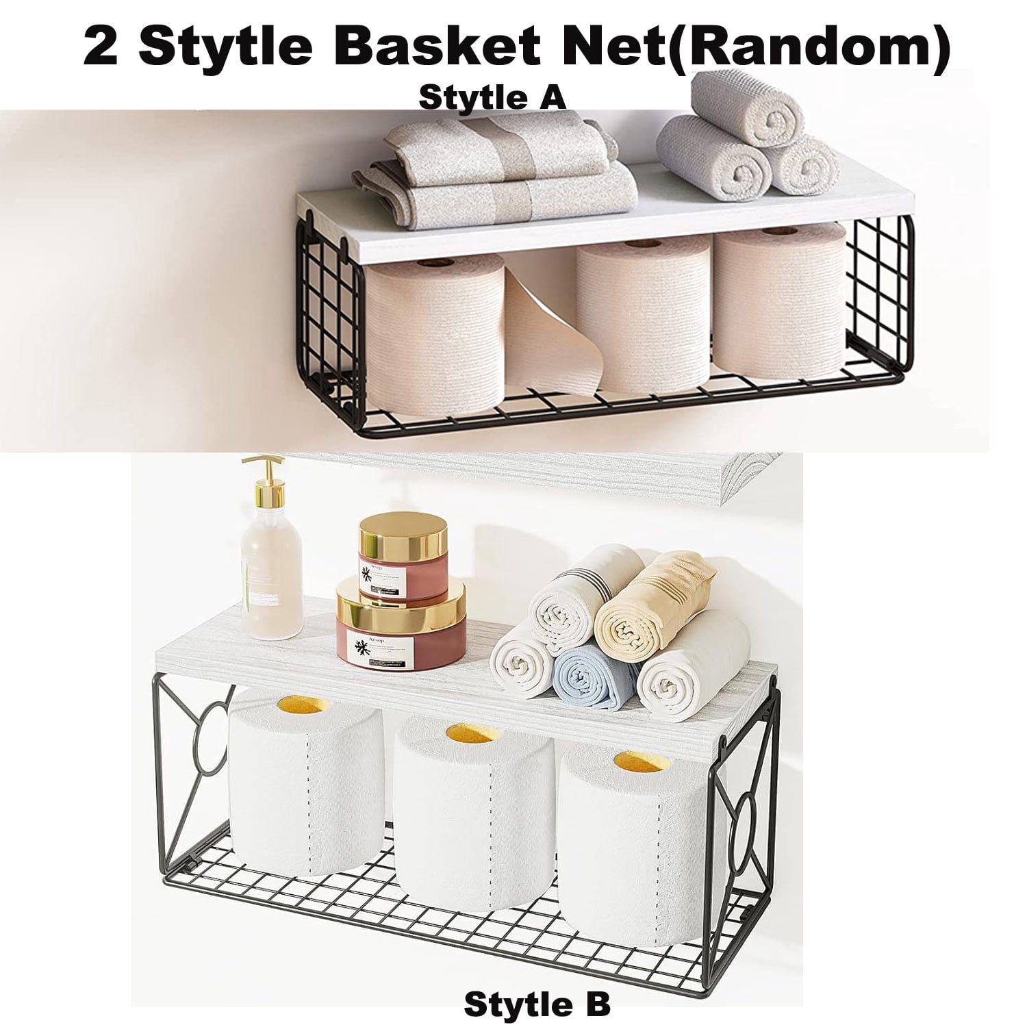 16" Wall-Mounted Floating Shelves W/Triangle Bracket & Frame, Rustic Decor Set of 2+1 White Wood Storage Shelf for Livingroom Kitchen Bedroom, Bathroom Shelves Over The Toilet