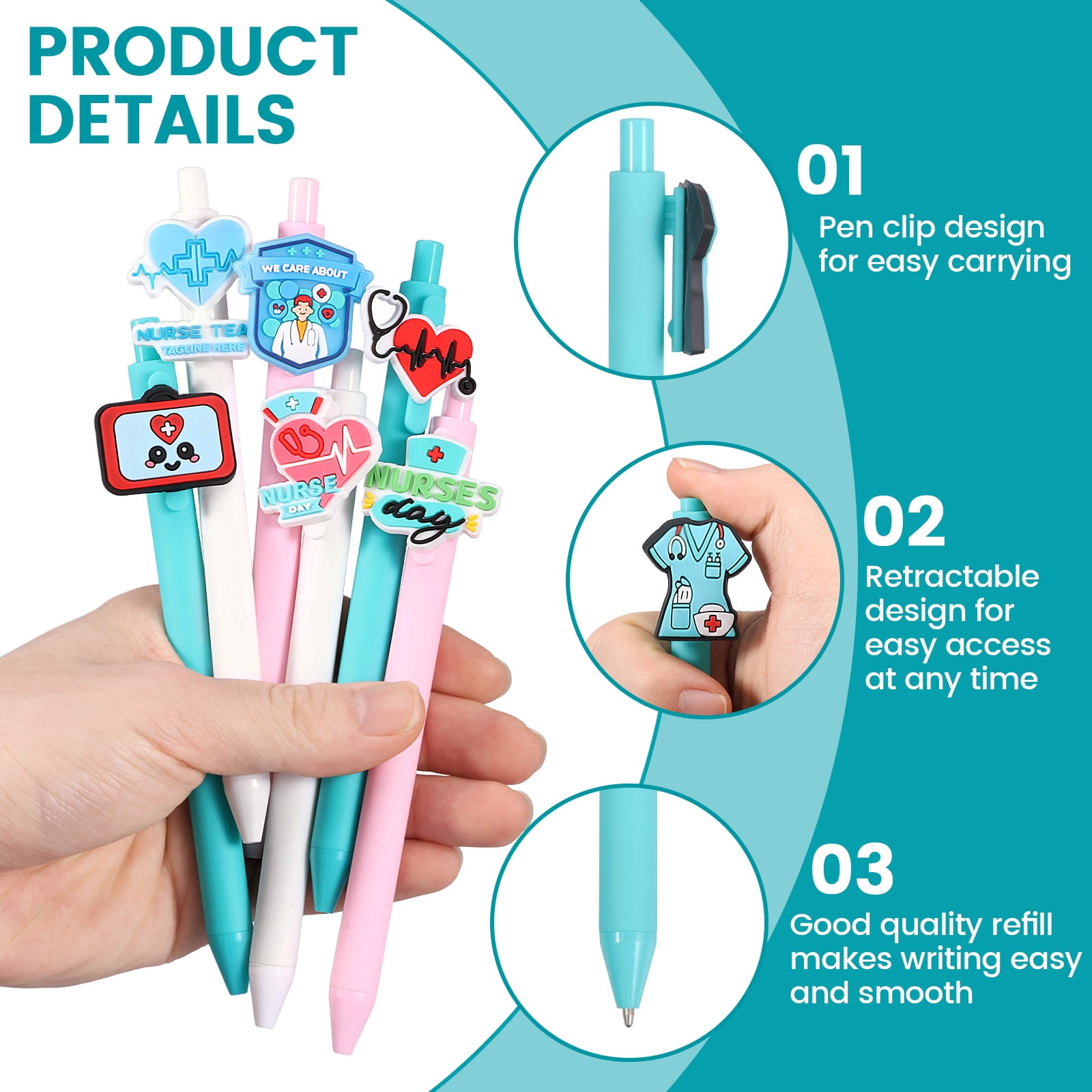 Threns 50 Pcs Nurse Pens Funny Cute Nurse Accessories for Work Aesthetic Gel Pen Black Ink Set for Cna Rn Medical Assistant Nursing Student Essentials Nurse Week Gifts Appreciation Gift