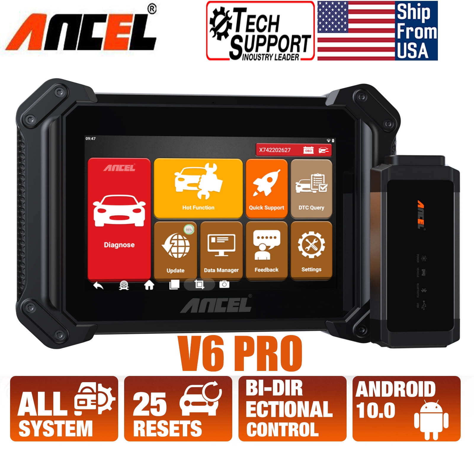 ANCEL V6 PRO Automotive Diagnostic Tool OBD2 Scanner BiDirectional