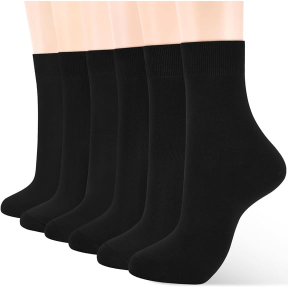 Women's Thin Cotton Crew Socks - Soft Above Ankle Bootie Casual Dress Socks 6-Pairs