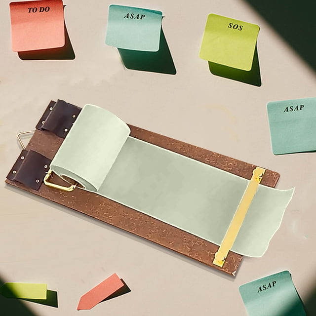 Vintage Style Clipboard Notepad Set with Roll Paper, Complete Portable Craft Board for Office Home Workplace Organization and Note-Taking