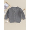 thumbnail image 2 of Bslissey 3M 6M 12M 18M Baby Girls Sweater Coat Solid Color Long Sleeve Buttons Knitted Cardigan Infant Loose Knitwear Tops Winter Casual Outerwear, 2 of 8
