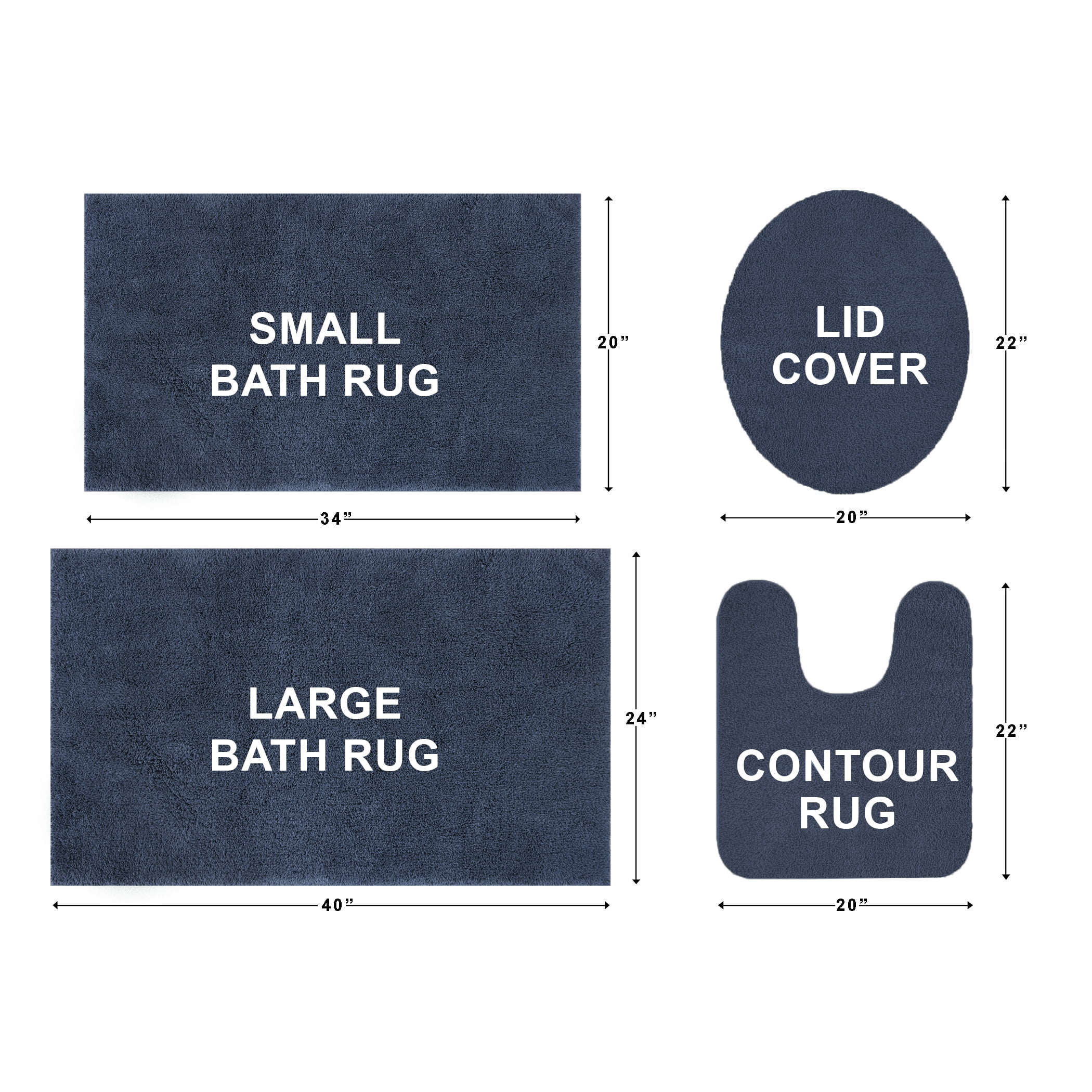 Mainstays Performance Recycled Polyester Bath Rug, Washed Indigo, 24" x 40"