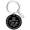 thumbnail image 1 of Llaveros para mujer, llavero de billetera, llavero de auto, llavero DIY para mi hijo, llavero de acero inoxidable negro con apellido de 26 letras, 2,5 cm, decoraciones de moda, 1 of 3
