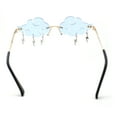 thumbnail image 2 of Rimless Cloud Shape Lens Lightning Bolt Tessle Runway Fashion Sunglasses Gold Blue, 2 of 4