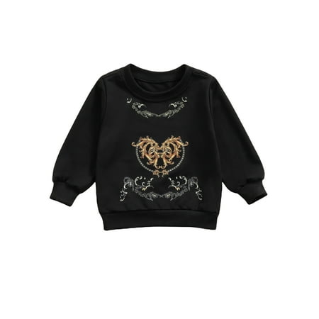 

IZhansean Toddler Baby Boy Girl Letter Sweatshirt Kids Long Sleeve Pullover Tops Shirts Fall Winter Casual Clothes Black 4-5 Years