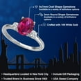 thumbnail image 2 of Gem Stone King 14K White Gold Red Created Ruby and White Lab Grown Diamond Engagement Ring for Women | 2.20 Cttw | Oval 9X7MM | Gemstone July Birthstone | Size 9, 2 of 6