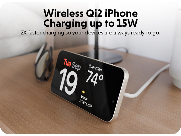 Hyper Qi2 2-in-1 Magnetic Charging Stand, White