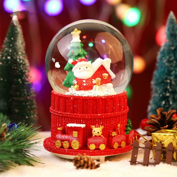 Christmas Music Box Christmas Gifts Music Box Crystal Ball Christmas Theme Toys With Colorful Lights And Music Children Gifts 120ml