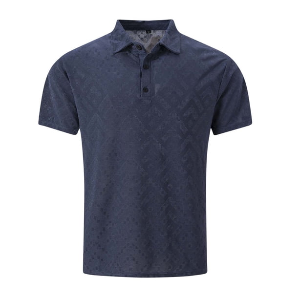 Playera Elvqul para Hombre sin Estampado Casual Manga Corta con Solapa Azul Marino Gym