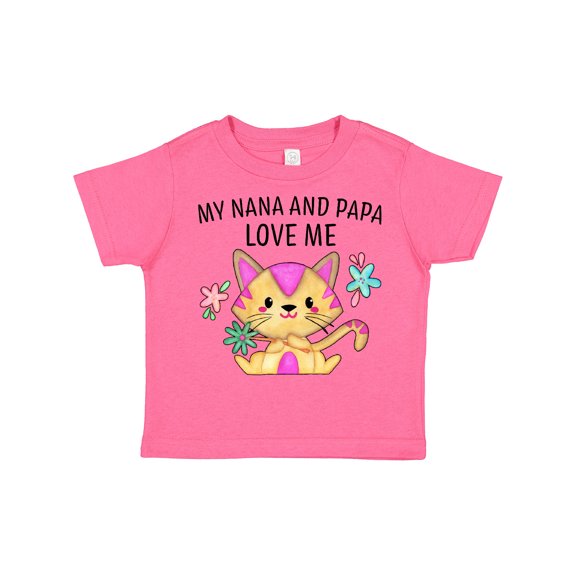 Inktastic My Nana and Papa Love Me with Cute Kitten and Flowers Boys or Girls Toddler T-Shirt
