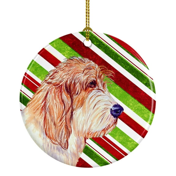 Carolines Treasures LH9262-CO1 Petit Basset Griffon Vendeen Candy Cane Holiday Christmas Ceramic Ornament, Multicolor