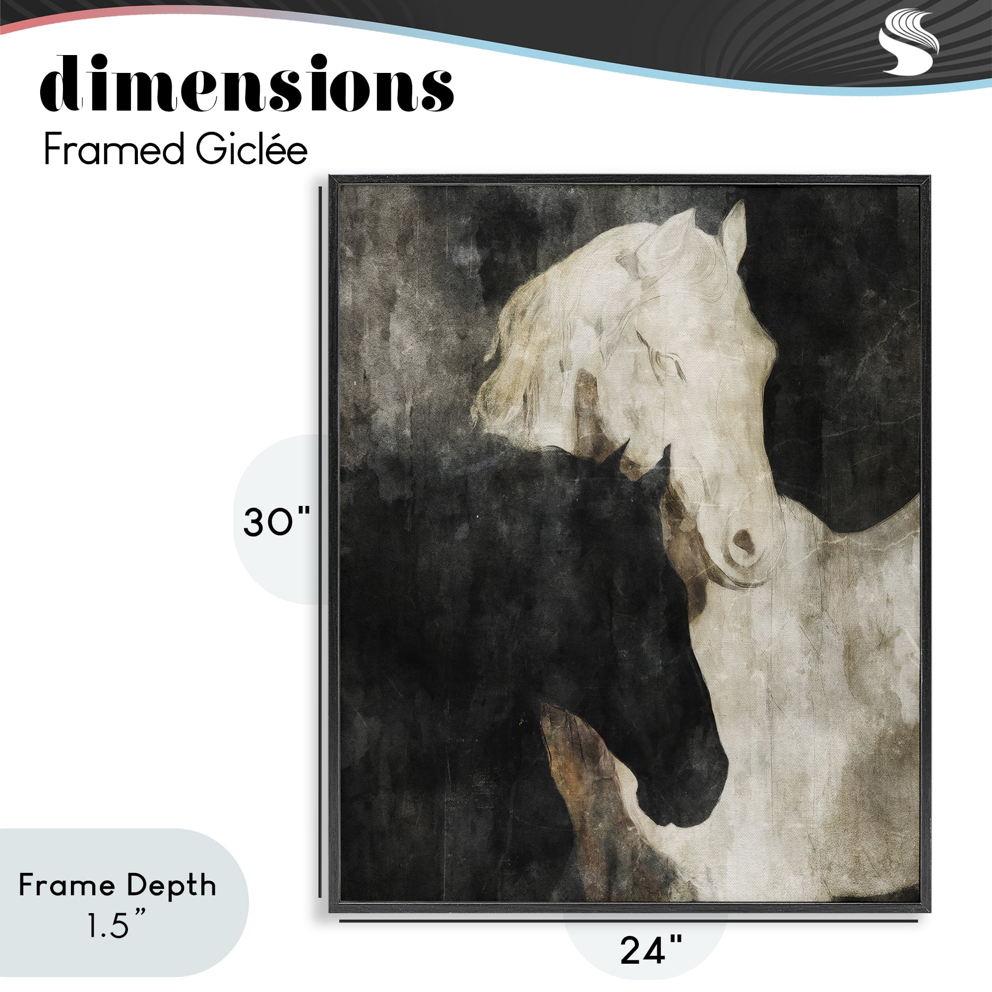 Stupell Industries Dual Spirit Horses Black Framed Giclee Art, design by Svetlana Aleynikova