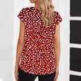 thumbnail image 2 of TaTaai Women's Satin V-Neck Top Short Sleeve Printed Pullover Loose Fit Shiny Elegant Casual Summer Blouse Shirt Date Night Daily Gift, 2 of 6