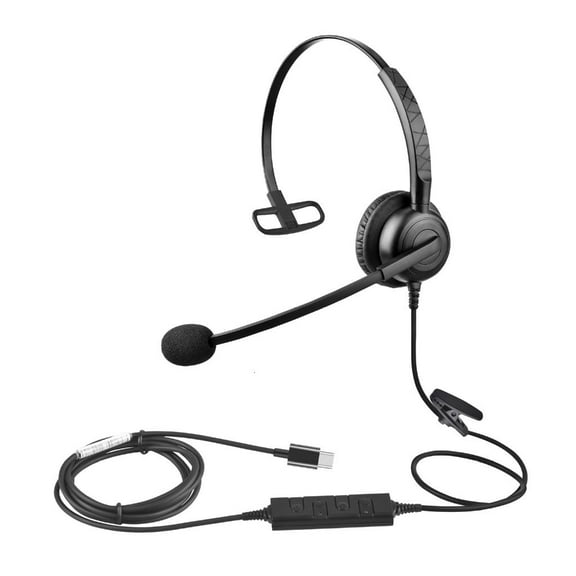Tizuqe Noise Cancelling USB Headphones Single Ear Headset for PC Computer Laptop Mono Corded USB Headphone