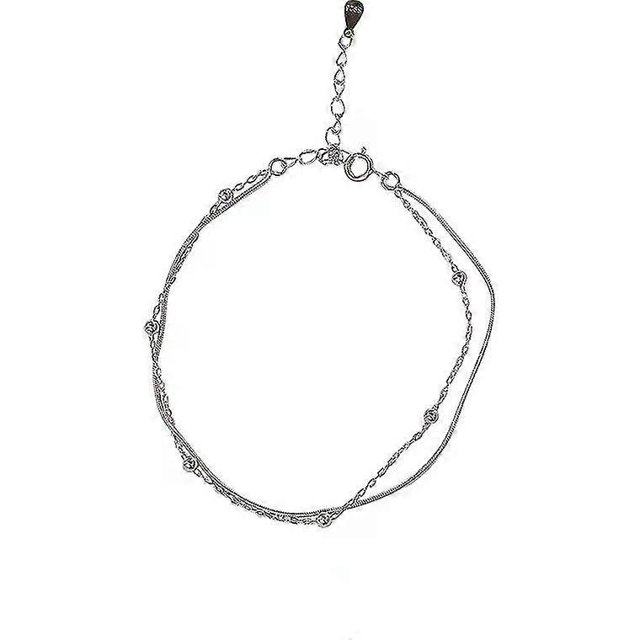 Pulsera de doble capa para mujer, sencilla, con diseño de viento frío, para estudiantes, departamento Sen, cuentas redondas, cadena de hueso de serpiente, personalidad, mano - Código de modelo 241