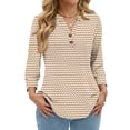 thumbnail image 5 of Fantaslook Womens Blouses 3/4 Sleeve V Neck Henley Shirts Dressy Casual Tops Summer Fall Fashion Clothes, 5 of 9