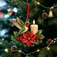 thumbnail image 6 of Christmas Bird Acrylic Ornament 3.9 Inch Poinsettia Candle Hanging Tree Decor Design C, 6 of 8